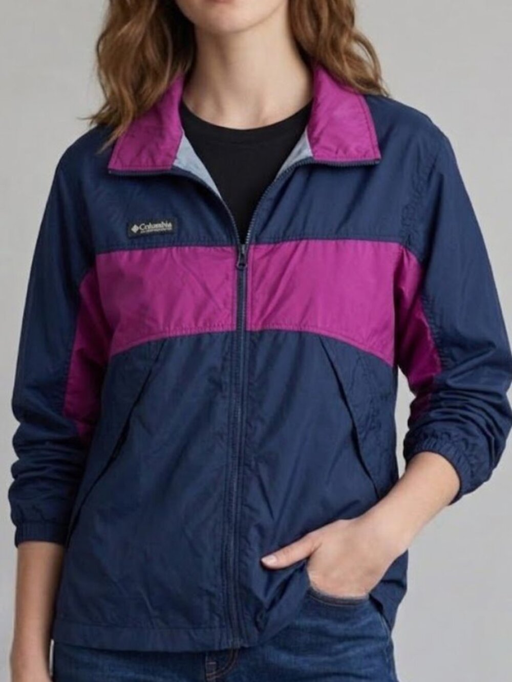 Columbia Blue Purple Vintage windbreaker Jacket Youth Girls XL 18/20
